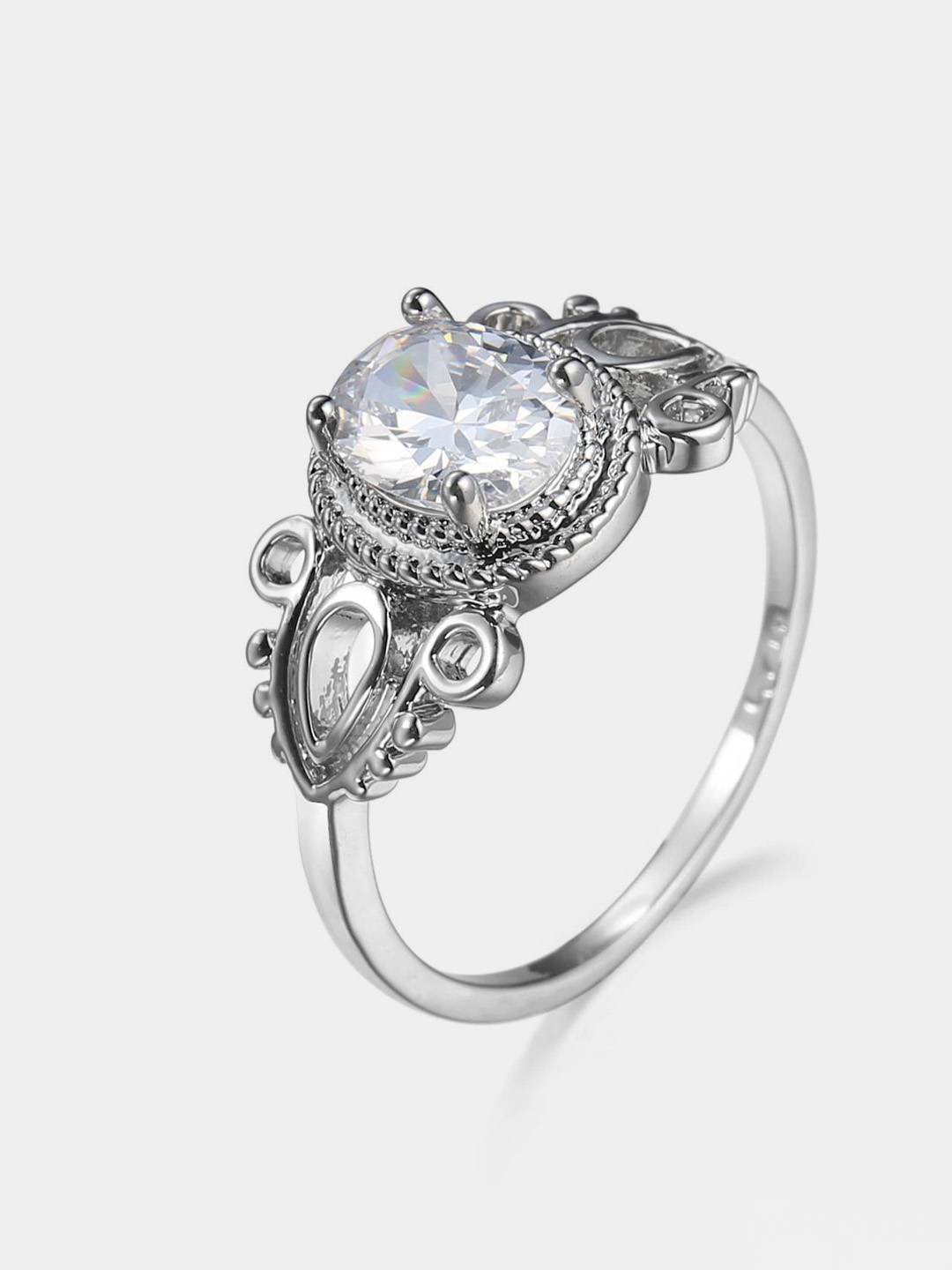 Изящное ажурное кольцо с цирконием купить по цене 165 ₽ в интернет-магазине KazanExpress