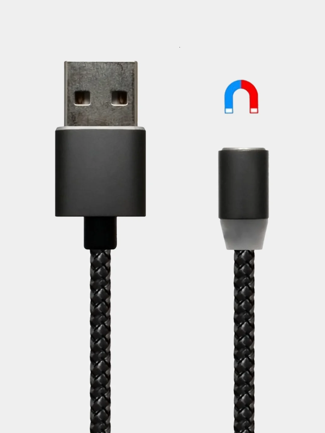 Серебряный магнитный зарядный кабель USB с насадками, Lightning, Type-c, MicroUsb