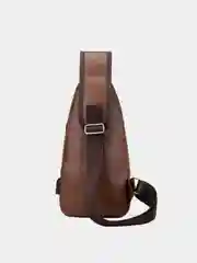 Коричневый классический однолямочный рюкзак Q1 с USB разъёмом + USB кабель в комплекте