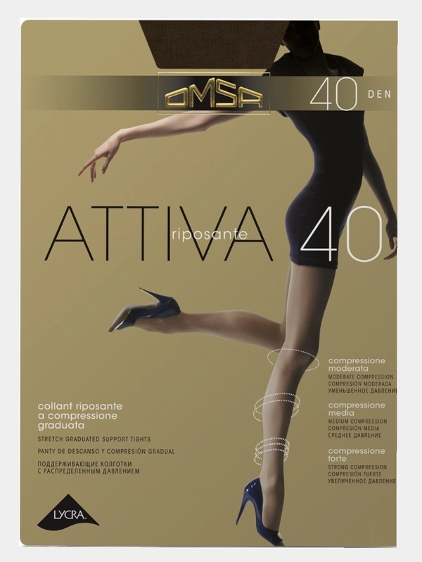 Колготки эластичные,с распределенным давлением, Omsa Attiva 40 den