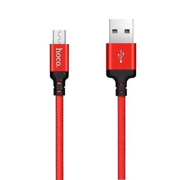 Красный кабель зарядный для телефона HOCO X14 для MicroUSB