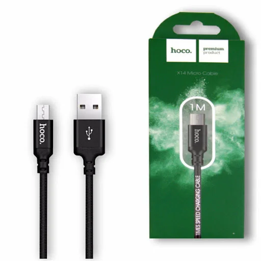 Черный кабель зарядный для телефона HOCO X14 для MicroUSB