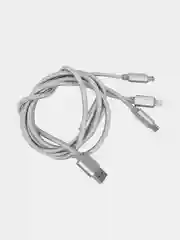 Серебряный кабель для зарядки 3 в 1 USB ( iPhone Lightening / Micro USB / Type - C ) универсальный