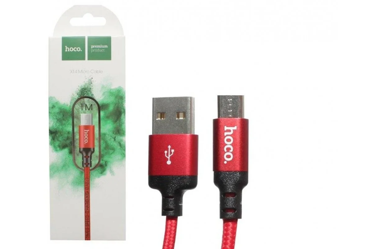 Черный кабель зарядный для телефона HOCO X14 для MicroUSB