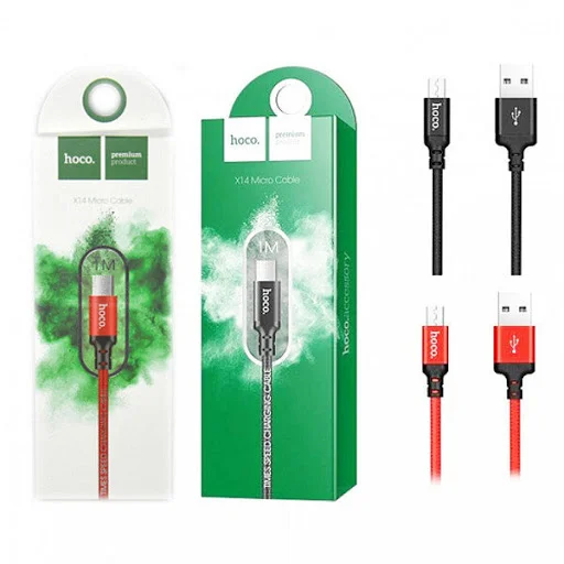 Черный кабель зарядный для телефона HOCO X14 для MicroUSB