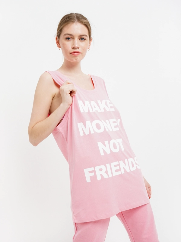Топ MAKE MONEY NOT FRIENDS Розовый