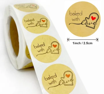 Золотой наклейки в рулоне "Hand made with love"
