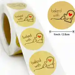 Золотой наклейки в рулоне "Hand made with love"