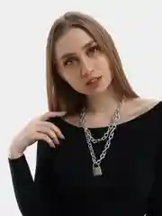 Серебряный цепочка ожерелье с подвеской замок и ключ With lock
