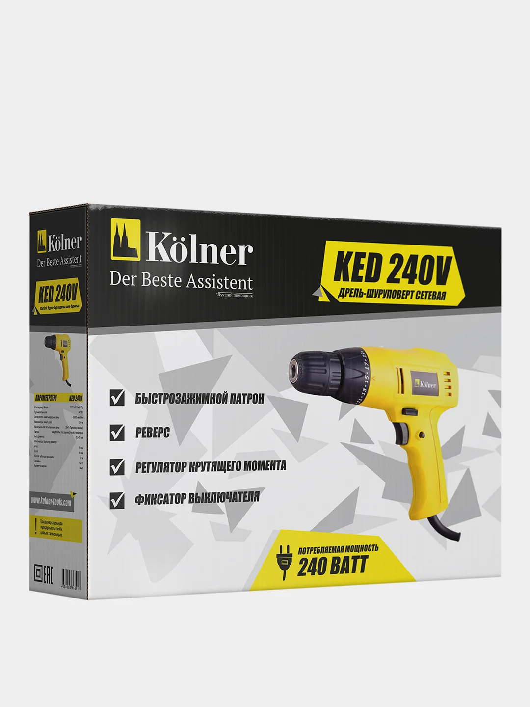 Дрель-шуруповерт сетевая Kolner KED,  240 Вт