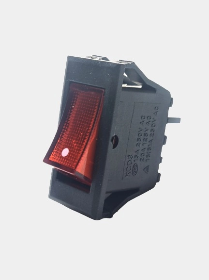 Переключатель клавишный с подсветкой 220В KCD3-101N, красный