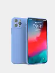 Небесно-голубой чехол силиконовый с защитой камеры для Apple iPhone 11 Pro Max, с бархатной подкладкой