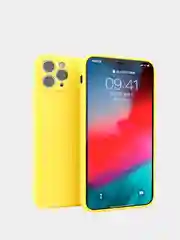 Желтый чехол силиконовый с защитой камеры для Apple iPhone 11 Pro Max, с бархатной подкладкой