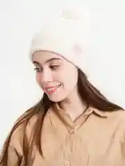 Белый шапка с помпоном, 5 цветов