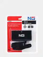 Разветвитель прикуривателя в авто, 2 гнезда, 2хUSB, 60 W, 2.1А, 12/24В, пластик