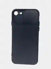 Черный чехол iPhone 7 / 8 / SE 2020 силиконовый с закрывающейся камерой