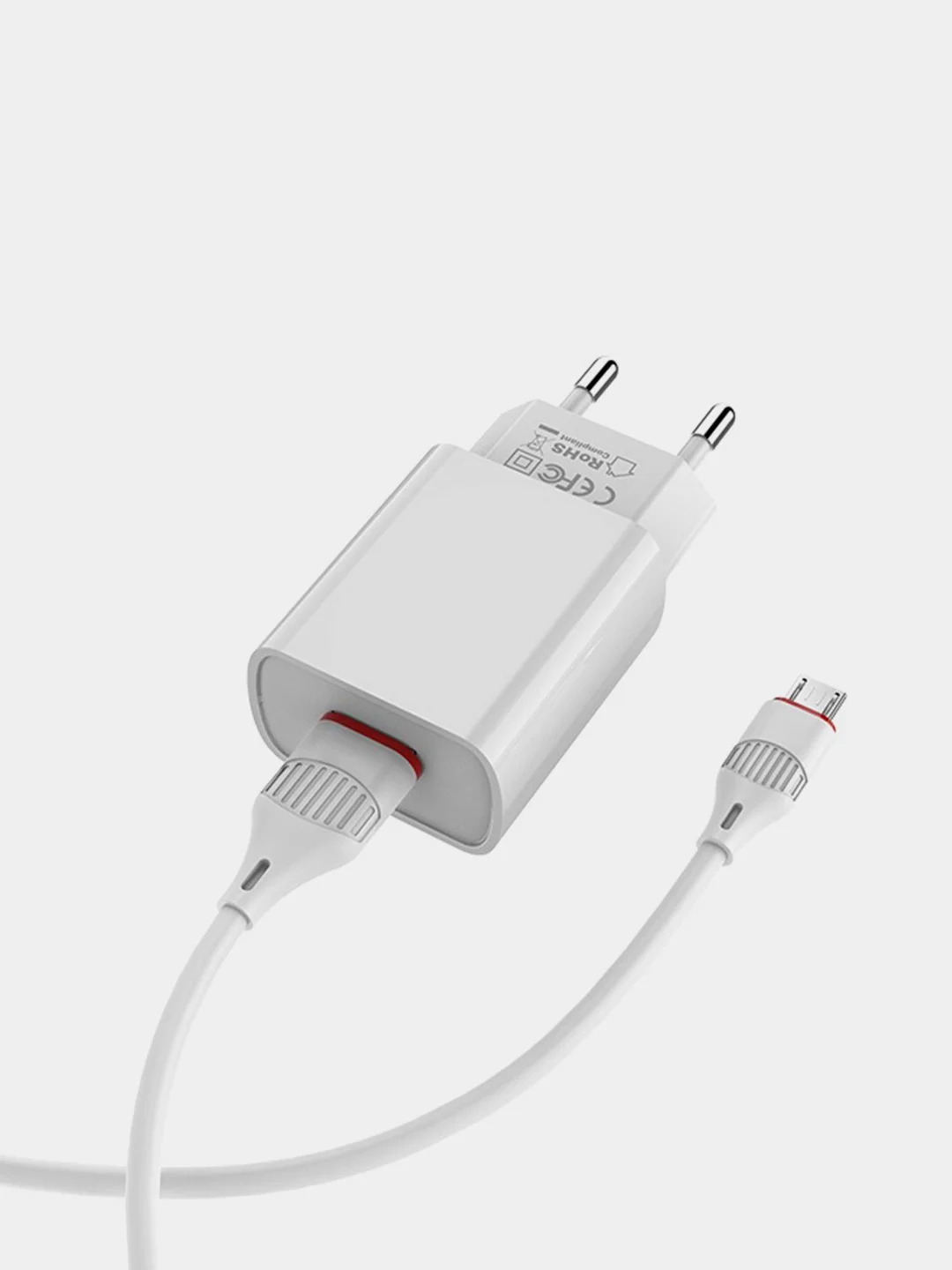 Белый сетевое зарядное устройство Borofone BA20A, 1 x USB, до 2.1А, с кабелем Micro-USB, для Android