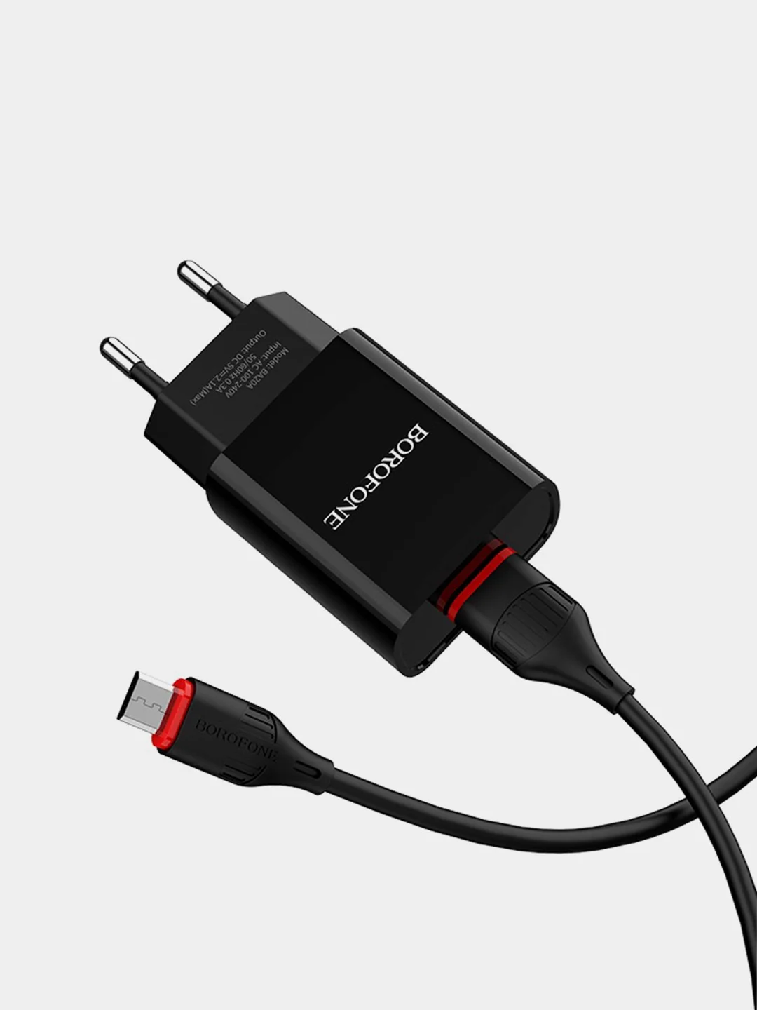 Белый сетевое зарядное устройство Borofone BA20A, 1 x USB, до 2.1А, с кабелем Micro-USB, для Android