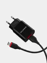 Белый сетевое зарядное устройство Borofone BA20A, 1 x USB, до 2.1А, с кабелем Micro-USB, для Android