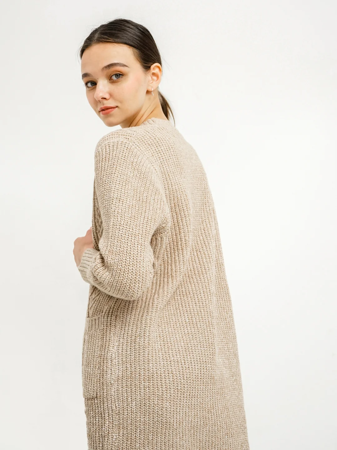 Кардиган вязаный свободного кроя без застежек Knit