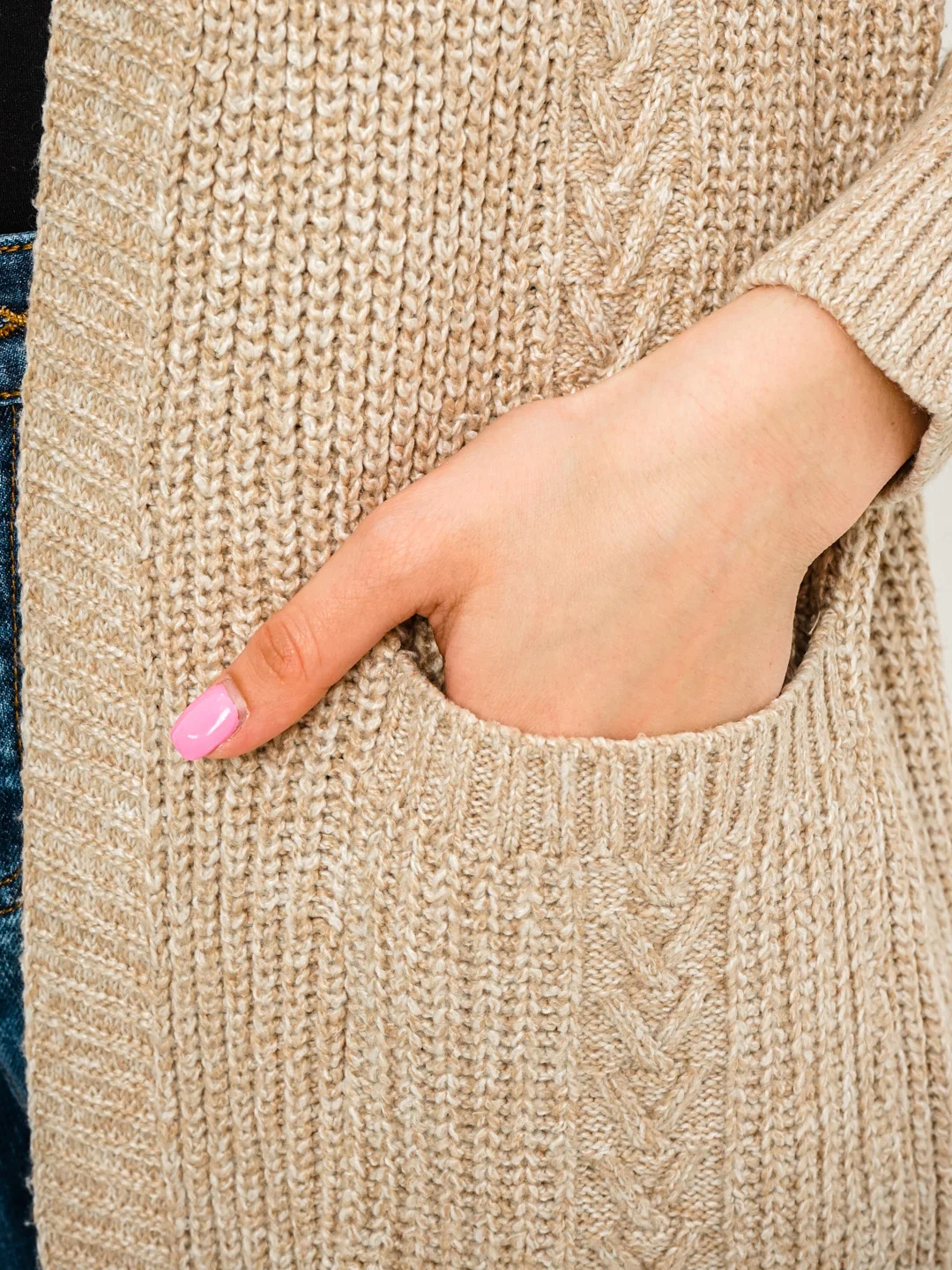 Серый кардиган вязаный свободного кроя без застежек Knit