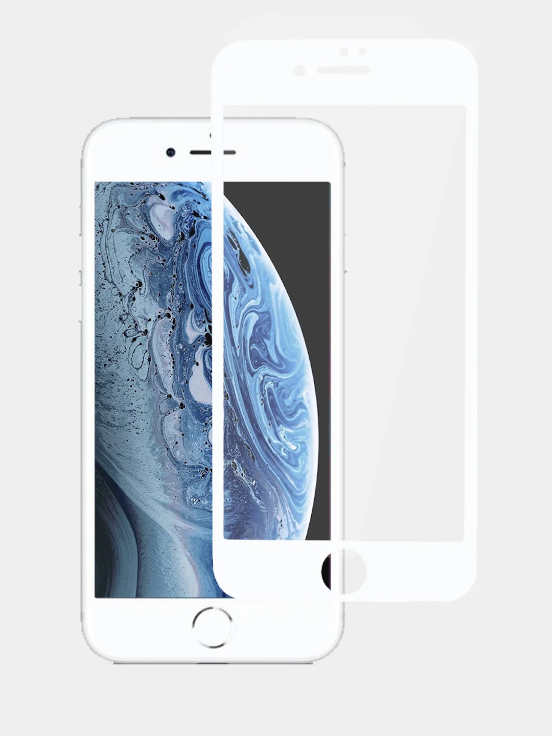 Белый защитное стекло с рамкой для  6/6s/7/8/SE 2020/7 plus/8 plus