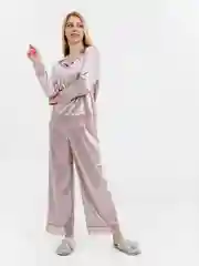 Коралловый меланж домашний шелковый костюм
