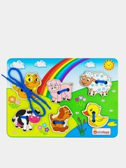 Деревянная развивающая игрушка - Шнуровка Ферма и Саванна