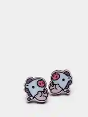 Белый серьги-пусеты "Персонажи BT21", деревянные