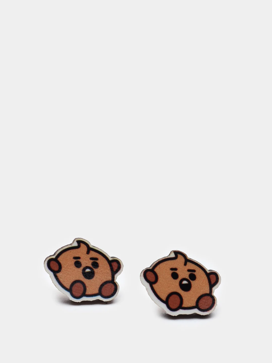 Белый серьги-пусеты "Персонажи BT21", деревянные