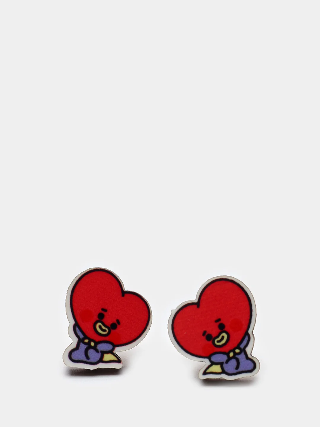 Белый серьги-пусеты "Персонажи BT21", деревянные