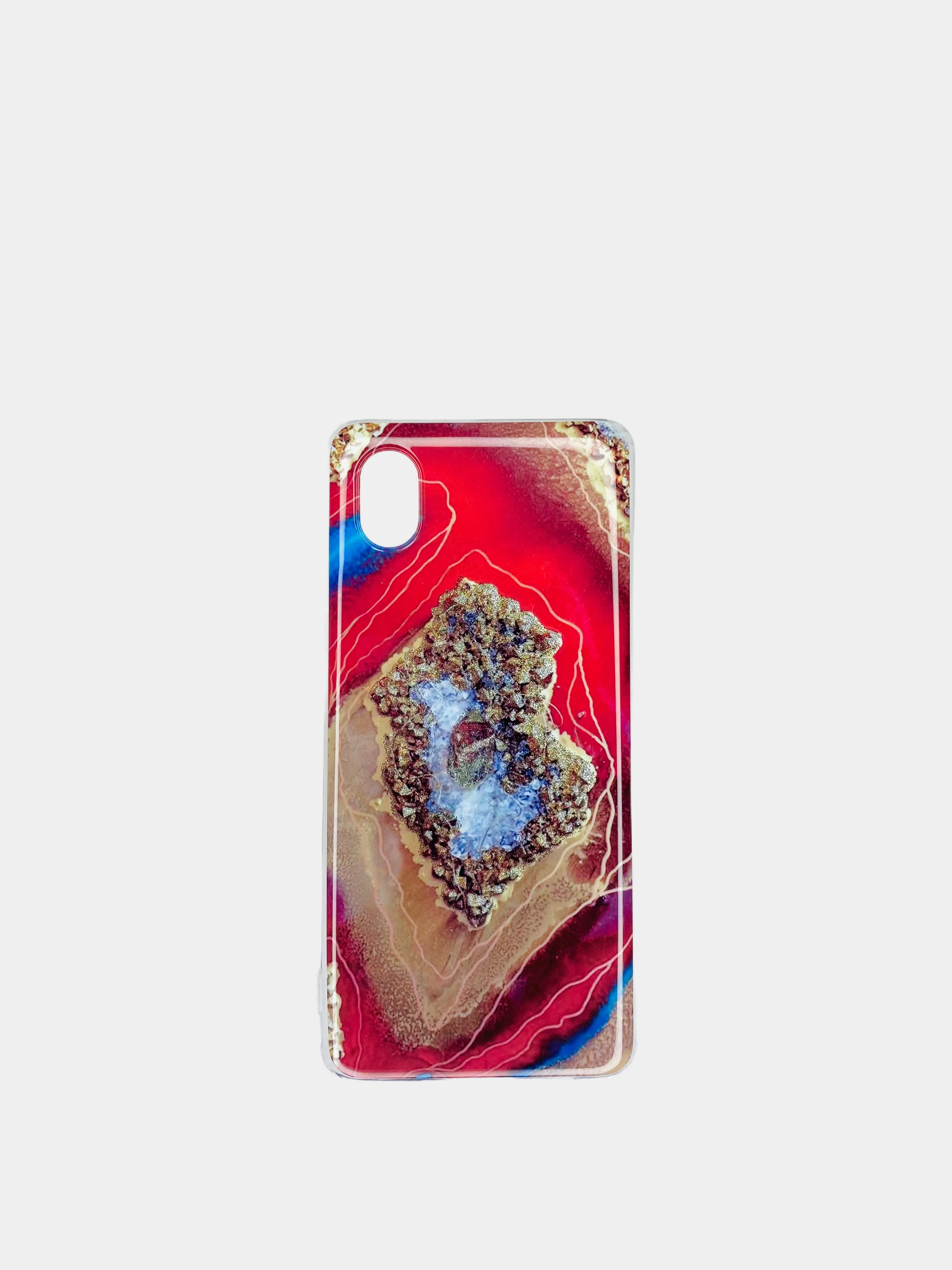 Красный чехол Samsung Galaxy A01 Core, Самсунг Галакси А01 Кор силиконовый с мраморным рисунком