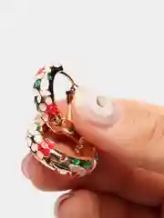 Серьги-конго круглые, с цветной эмалью