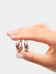Серьги-конго круглые, с цветной эмалью