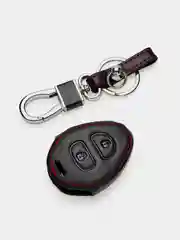 Кожаный чехол для смарт ключа красная нить Toyota Corolla, Vios, Yaris, Rav4 №707
