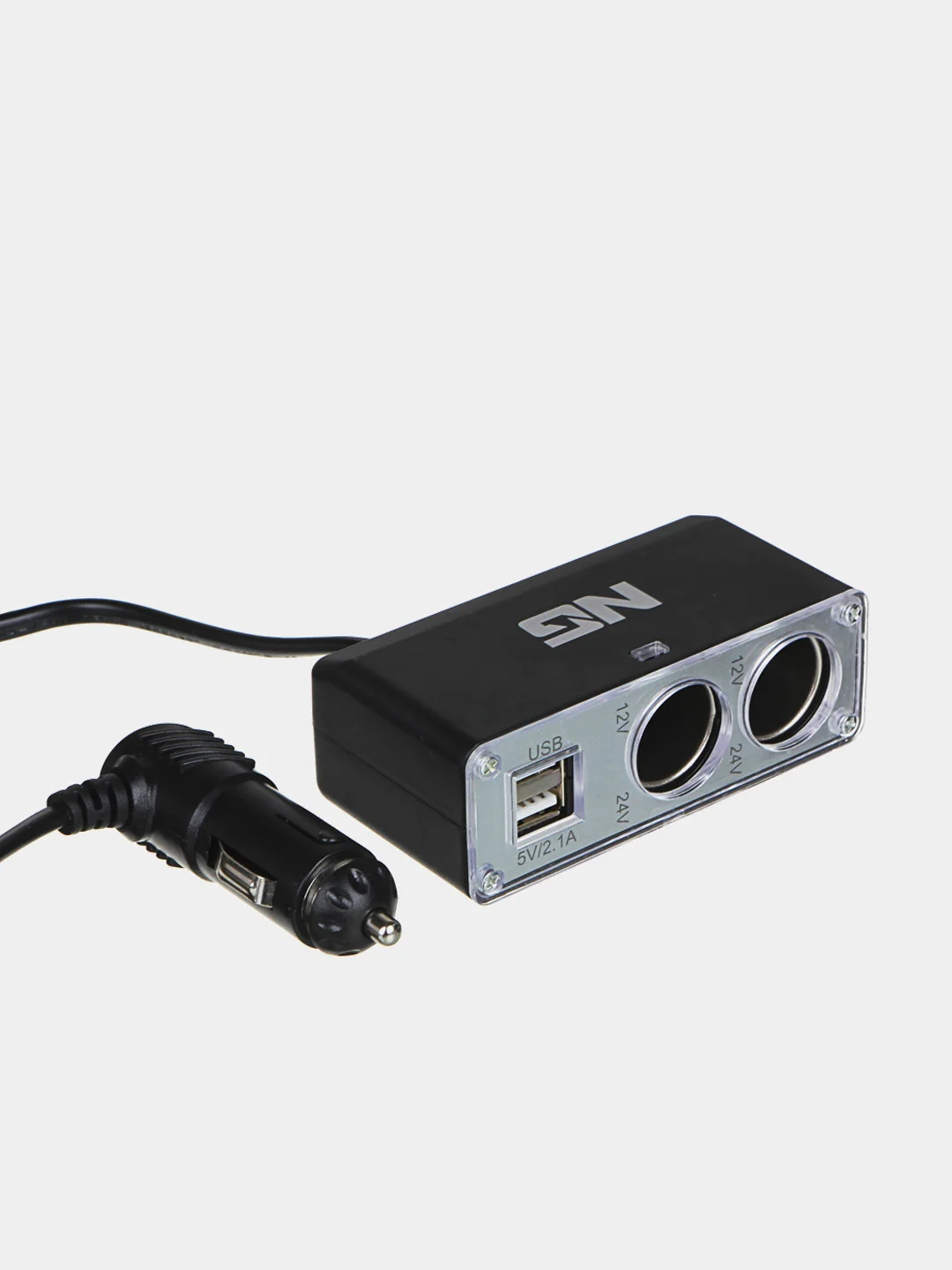 Разветвитель прикуривателя на 2 гнезда, с 2 разъемами USB 2.1А