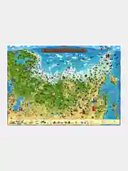 Интерактивная карта Россия физическая 1:8,5М, 101 х 71 на рейках, пэт рукав, европодвес