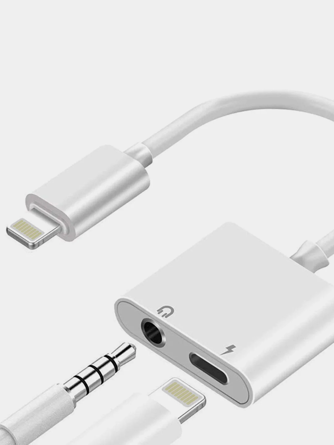 Адаптер аудио переходник J-009 (Lightning/3.5mm jack aux + Lightning для Apple iPhone)