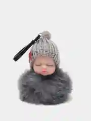 Серый брелок "Спящий малыш"