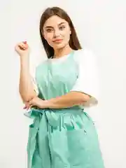 Бирюзовый фартук-сарафан с солохой