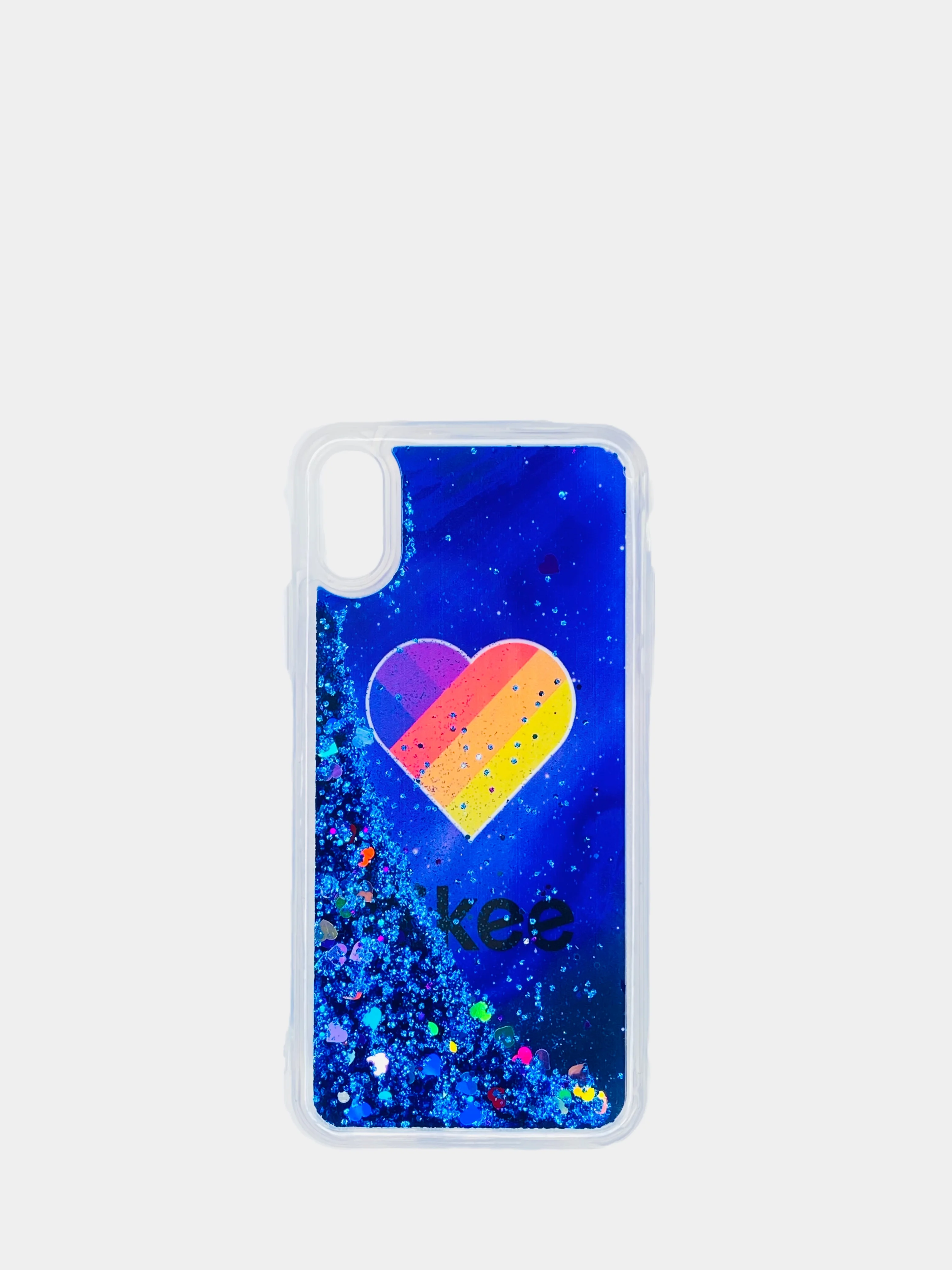Синий чехол iPhone X / Xs силиконовый переливающийся жидкий с блестками
