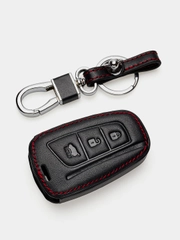 Кожаный чехол для смарт ключа красная нить  Hyundai Smart IX45, New Santa Fe №729