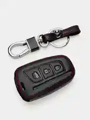 Кожаный чехол для смарт ключа красная нить  Hyundai Smart IX45, New Santa Fe №729