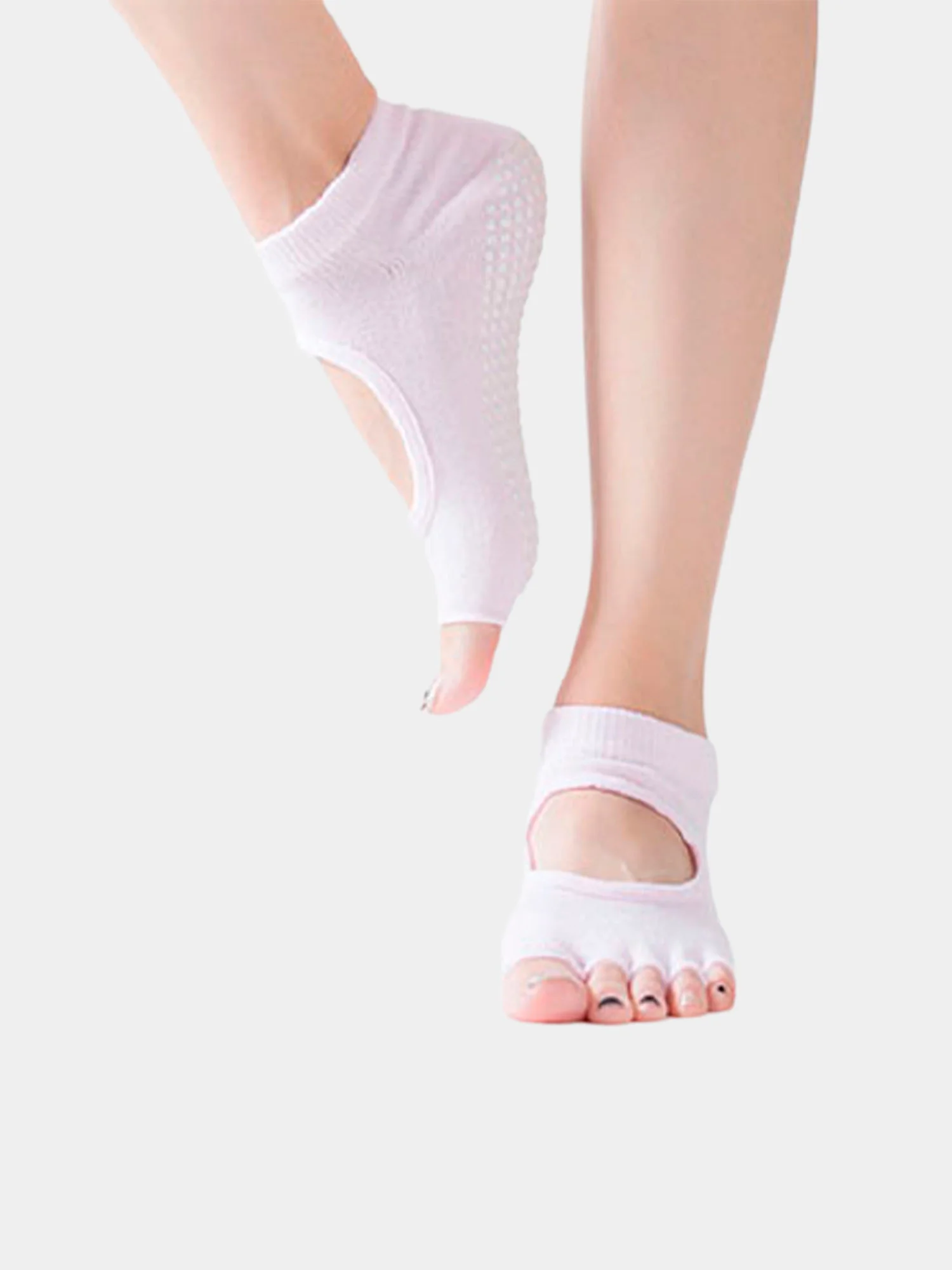 Белый носки короткие спортивные для йоги non slip противоскользящие