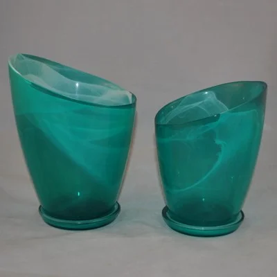 Горшок NiNaGlass с подд. "Шерон" алеб.крш.аквамарин