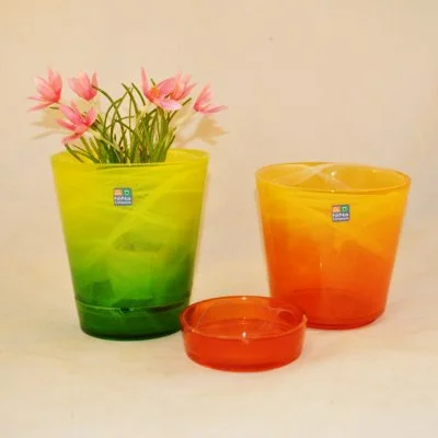 Горшок NiNaGlass с подд. алеб.крш.жел.орж