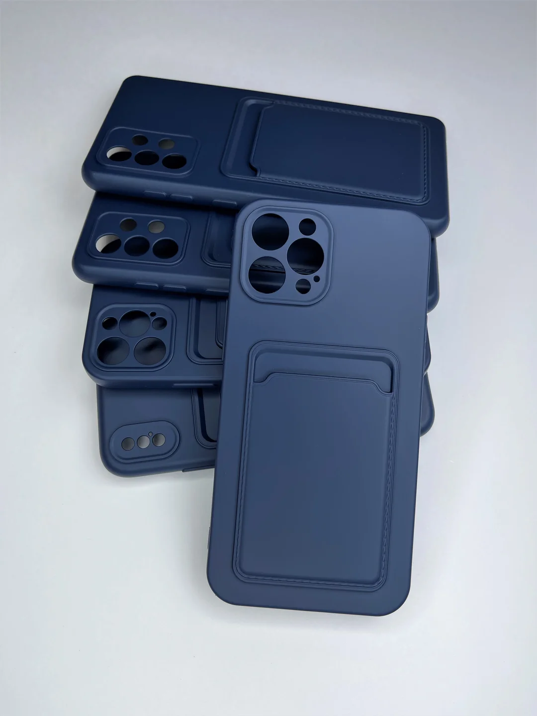 Темно-синий чехол накладка c карманом для карт Xiaomi Poco X3, Poco M3, Samsung Galaxy A72, A52, A50