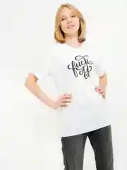 Футболка белая, с принтом "Fuck off", Zaraza, унисекс, хлопок