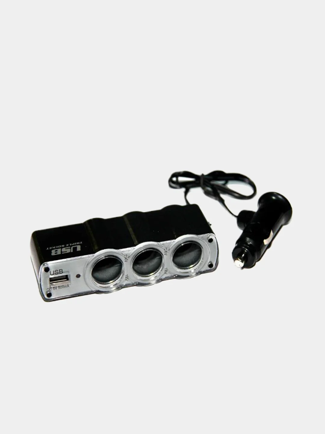 Разветвитель на 3 прикуривателя (1USB, 1A) WF-0120