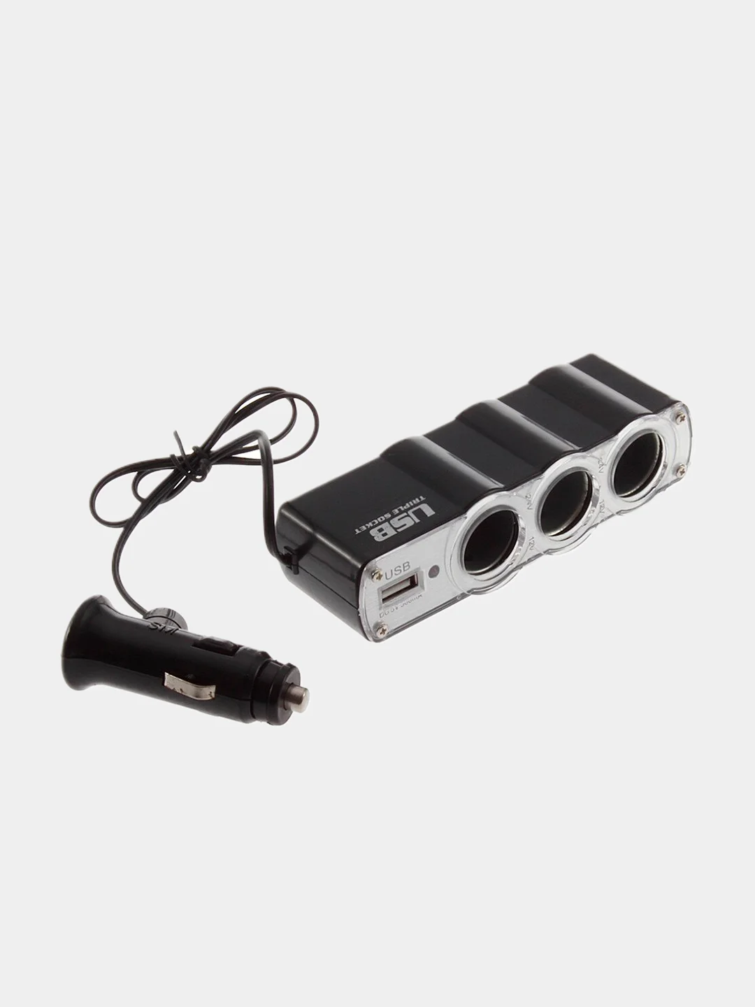 Разветвитель на 3 прикуривателя (1USB, 1A) WF-0120